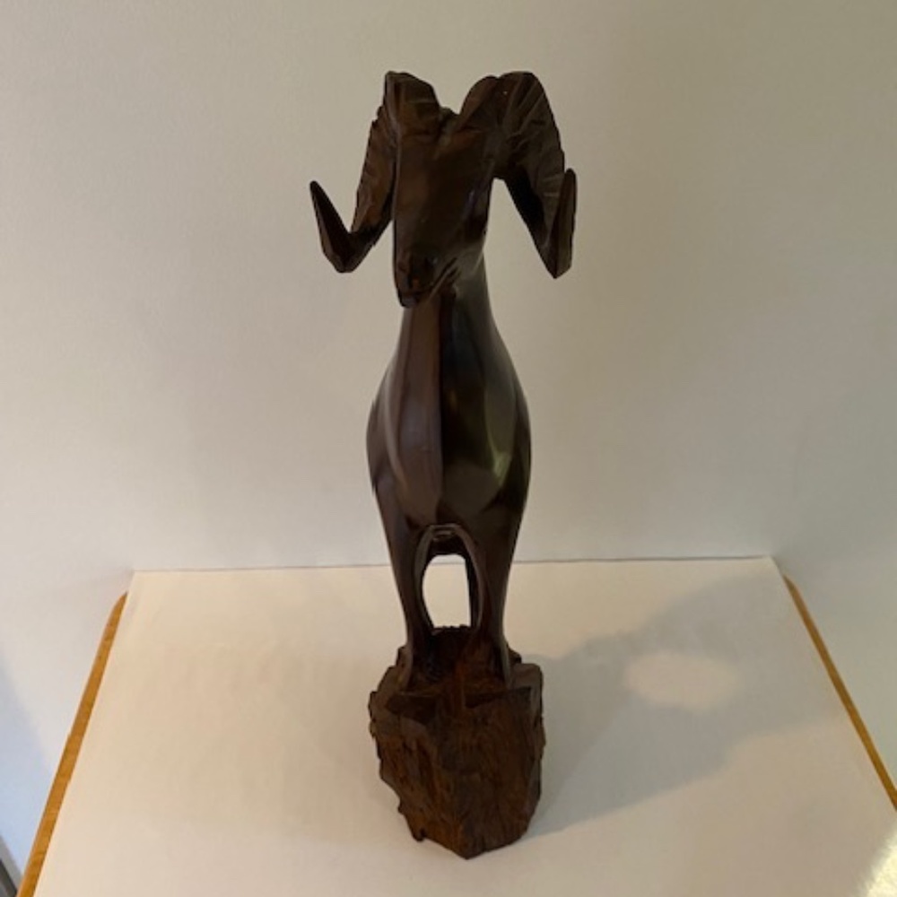 Vintage Hand-Carved Wooden Bighorn Sheep